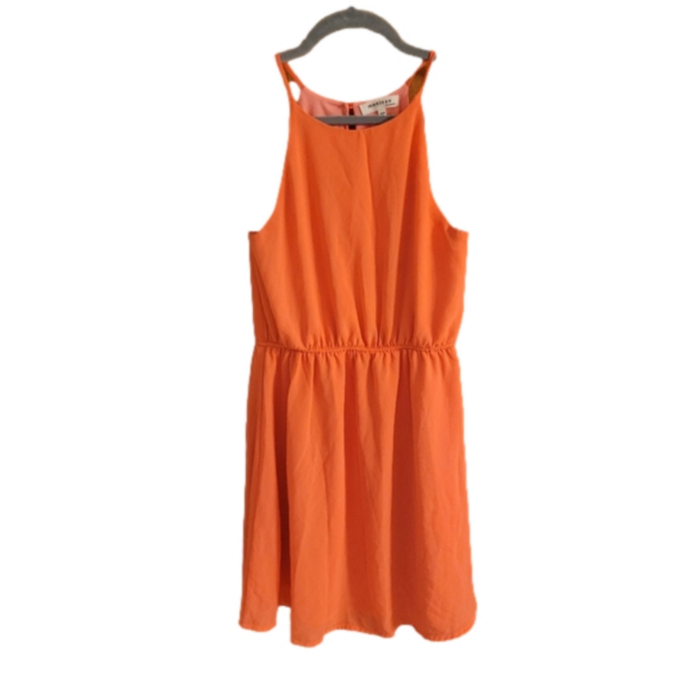 Monteau High Neck Sleeveless Orange  Mini Dress